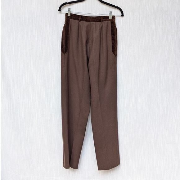 Valentino Miss V Brown Wool High-rise Straight Leg Pants, size IT40/US4 - Picture 2 of 10